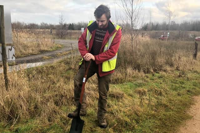 Lancashire Wildlife Trust Education Officer Rob Price with some of the tools (Image: Alice Singleton/LWT)