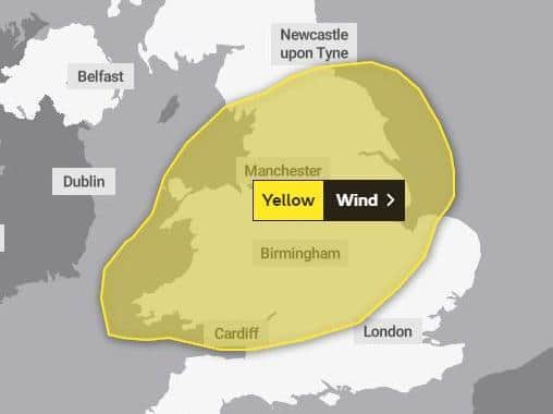 Very strong winds are expected to spread from the south-west across Wales and many parts of England through Thursday morning. (Credit: Met Office)