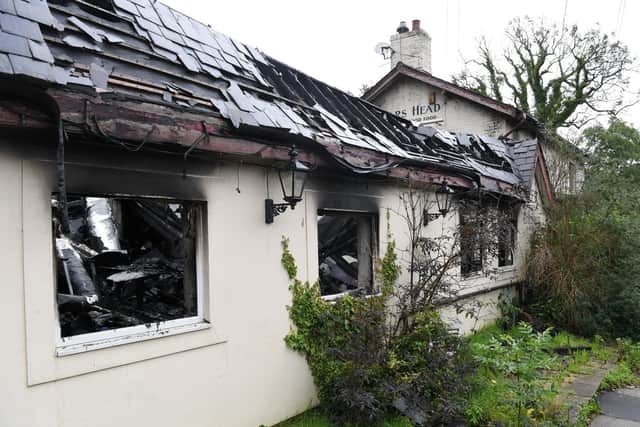 The burned out extension to the Boar's Head, following a fire in July 2019