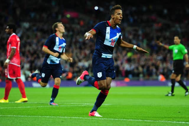 Scott Sinclair scores for Great Britain at the 2012 London Olympics