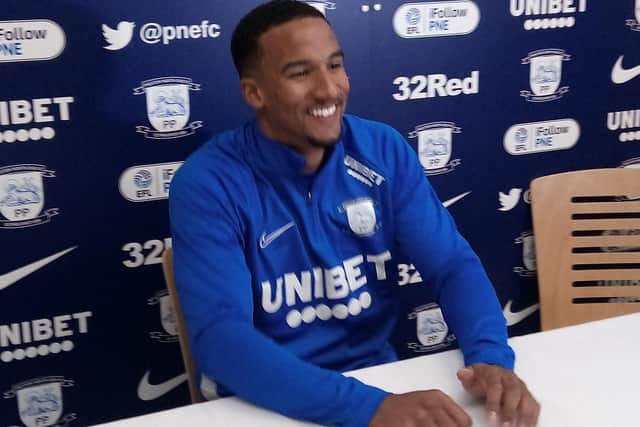 Scott Sinclair faces the media at Preston North End's Springfields training ground
