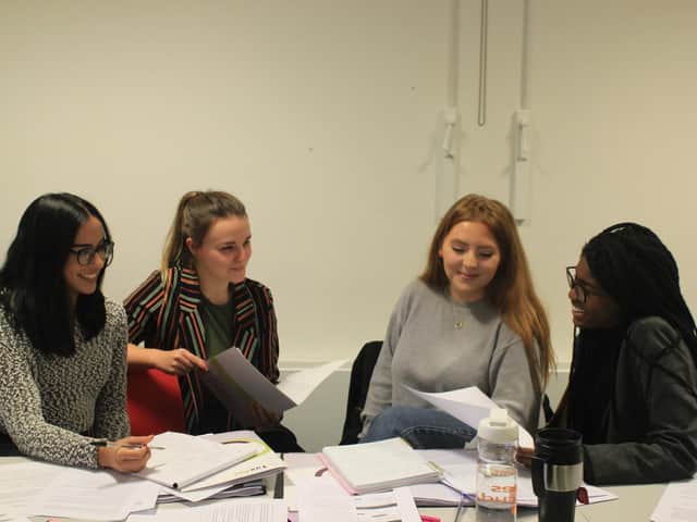 Pristina Shelat, Dr Amy Lawton, Lucy Hall, Jasmine Oshinusi preparing the the advice sessions