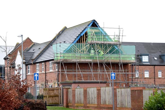 The gable end of a home in Byers Walk, Buckshaw Village, came crashing down at around 4pm on Monday (January 13)
