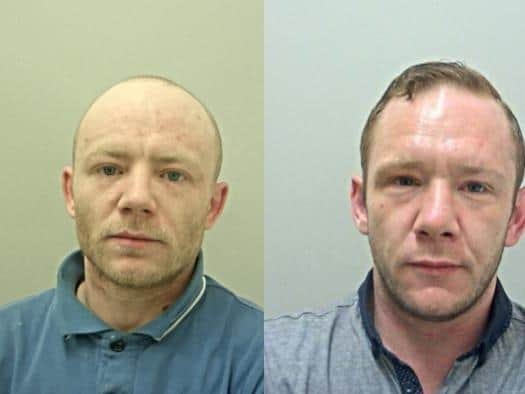 Michael Hall, 31 (pictured left) and Richard Hall, 34 (pictured right) are wanted after they failed to appear at court. (Credit: Lancashire Police)