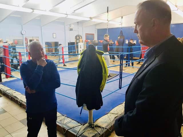 Michael Graves, senior coach at Chorley Amateur Boxing Club, with Clive Grunshaw Lancashire PCC