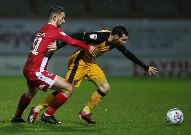 Adam Phillips and David Worrall of Port Vale at the Globe Arena on Tuesday evening (photo: Getty Images)