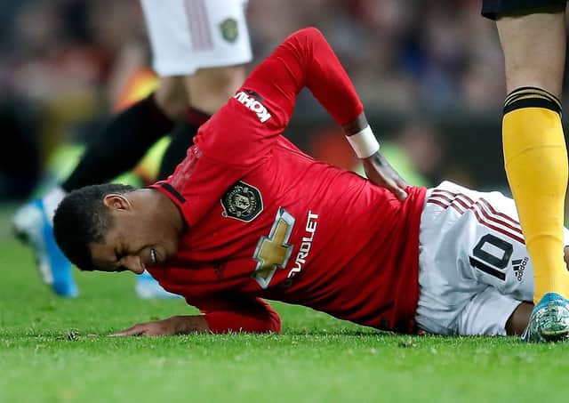 Rashford suffered his injury in the FA Cup win against Wolves