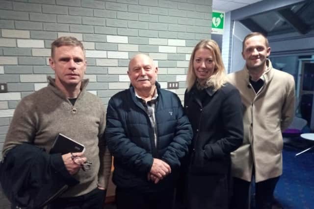 From left to right - Gary Watson (committee member), Phil Tinsley (club chair), Elizabeth Roberts (parent of youth player) and Darren Webster (coach and parent)