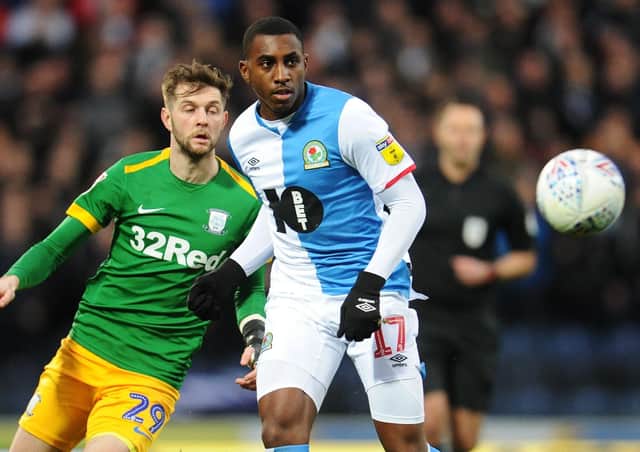 Challenging Blackburn left-back Amari'i Bell in last week's derby at Ewood Park