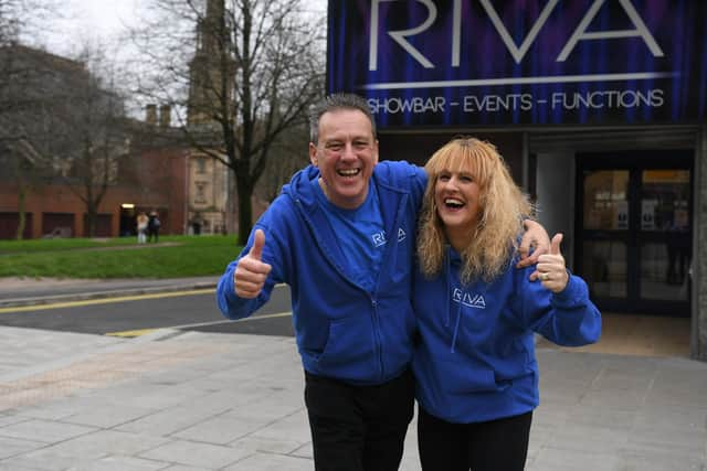 Tracey and David outside the Riva Showbar