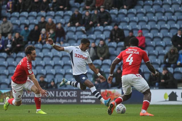 Scott Sinclair has a shot on his home debut for Preston against Charlton at Deepdale