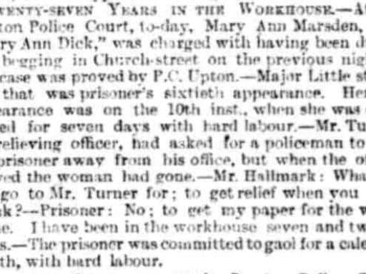 Newspaper report from 1887 about Preston character Mary Ann Dick