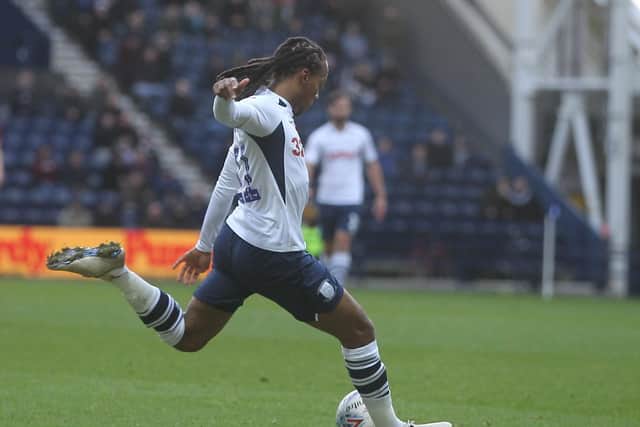 Daniel Johnson lets fly with a shot in Preston's win against Charlton