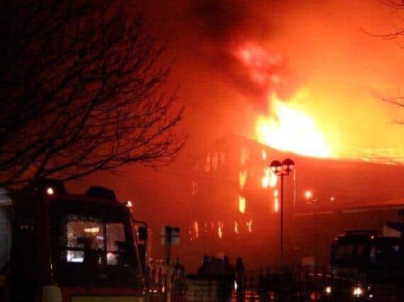 The Fairport Engineering fire being tackled on 4th February, 2019