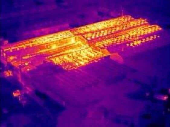 Thermal image shows the extent of the fire at its height (image: Lancashire Fire and Rescue Service)