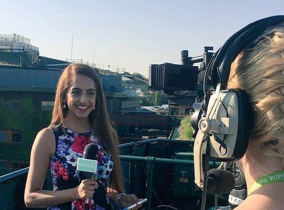 Nazia Mogra filming at Wimbledon for Newsround