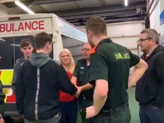 Daniels mum, Tara, meets the ambulance crew