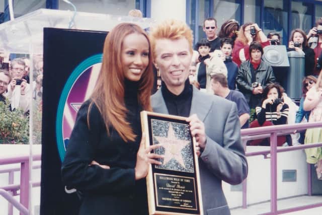 David Bowie and his wife Iman when he got his Hollywood star. The photo was taken by Tony Cox