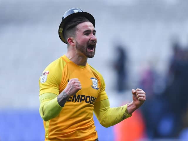 Sean Maguire celebrates at the Gentry Day at Bolton Wanderers.