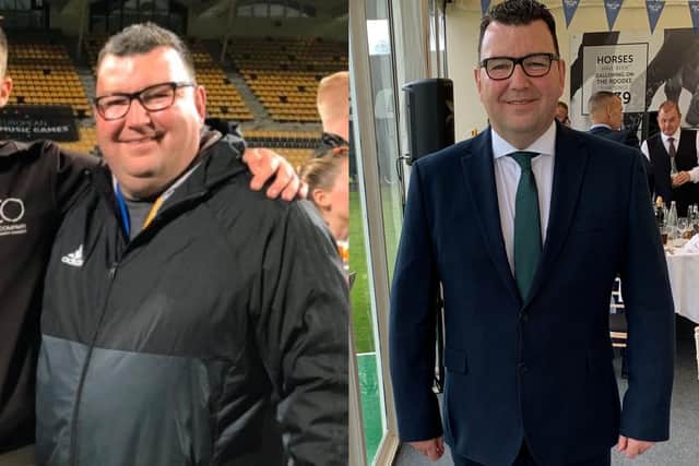 John has lost three stone since joining the men's gym.