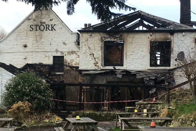 The Stork Inn, Conder Green, after the fire.