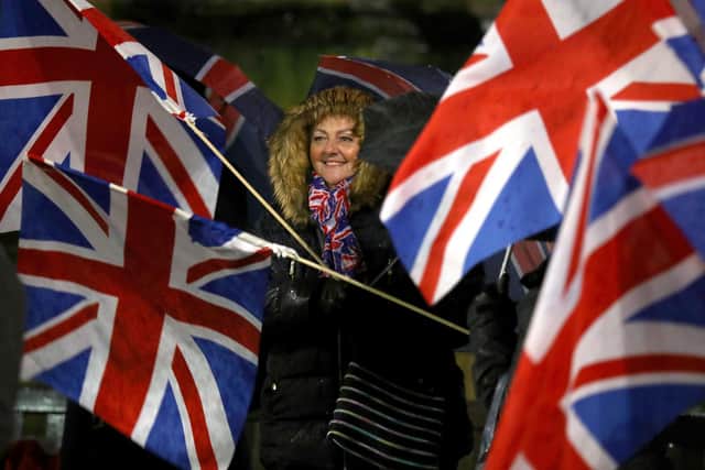 Pro-Brexit supporters gather in George Square, Glasgow, as the UK prepares to leave the European Union