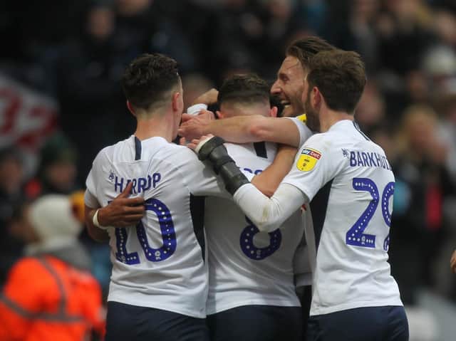 Preston celebrate Scott Sinclair's goal against Swansea