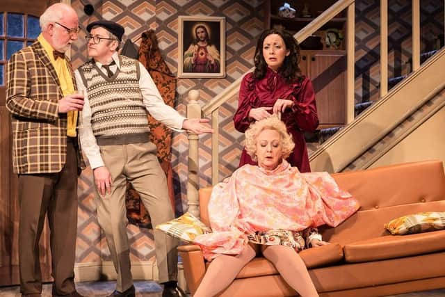 Joe Pasquale as the loveable but accident-prone Frank Spencer, Sarah Earnshaw as his long-suffering wife Betty and Susie Blake as disapproving mother-in-law, Mrs Fisher.