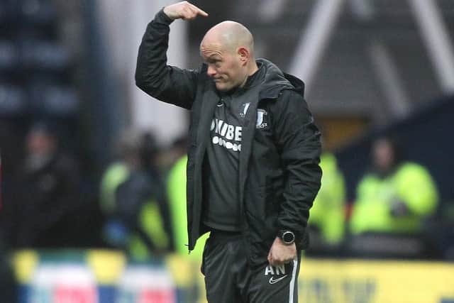Preston North End manager Alex Neil during the game against Swansea at Deepdale