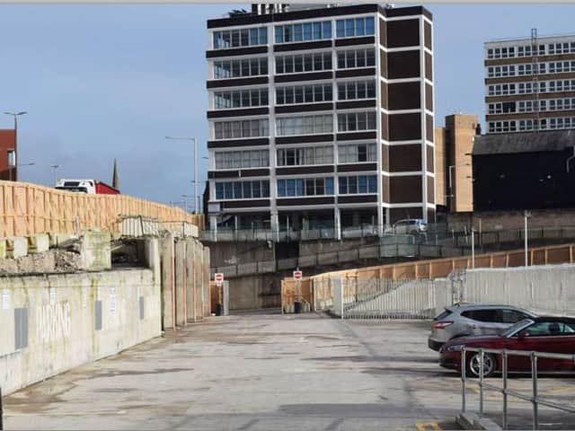 The new car park on the service road of the former Indoor Market