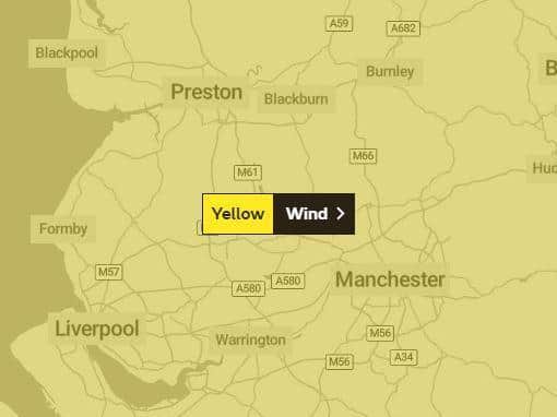 Lancashire could face winds of up to 80mph this weekend. (Credit: Met Office)