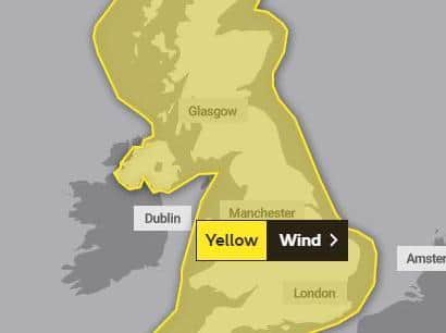 A yellow weather warning for wind has been issued for the whole of the UK. (Credit: Met Office)