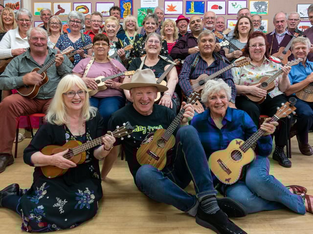Garstang Ukulele Group rehearsing at Garstang Arts Centre (photo: Bob Sapey)