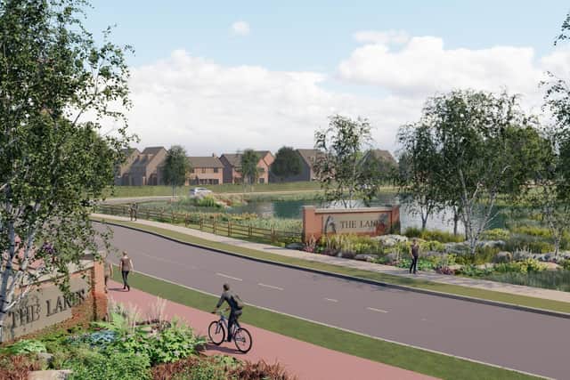 Computer-generated image of the proposals for up to 1,100 new houses at a 99ha site at Pickerings Farm in Penwortham