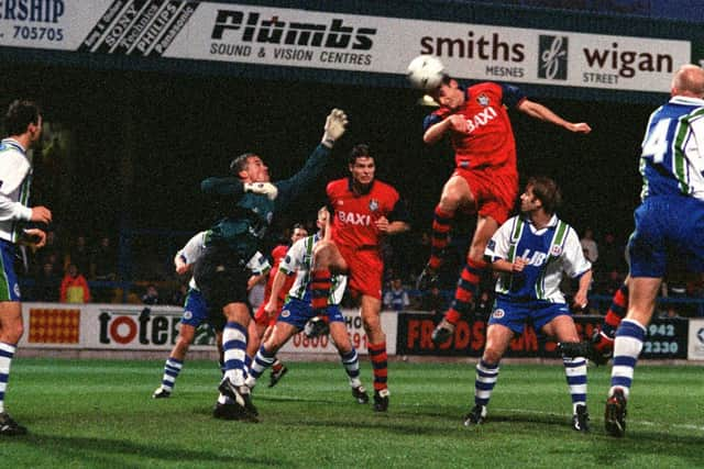 Ryan Kidd heads PNE's fourth goal at Wigan