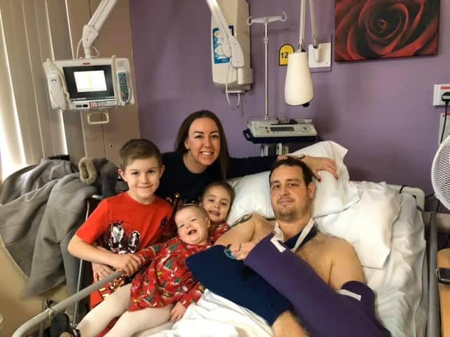 Suzie Palmer, of Wesham, with her son, Billy, 9, (from a previous relationship) her husband Stu Jones and their two daughters Annabella, 5, and Penny, 2. Stu was in hospital after being hit by a car
