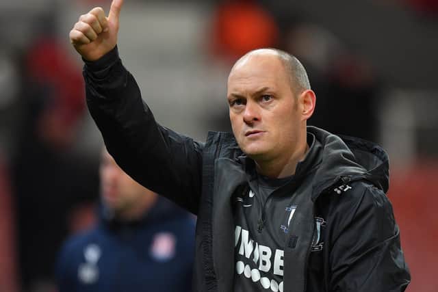 Preston manager Alex Neil gives the travelling PNE fans the thumbs-up