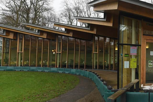 Modular flood barriers have been installed around the Pavilion Cafe in Avenham Park.