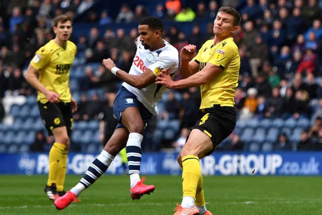 Preston winger Scott Sinclair has a shot early on against Millwall