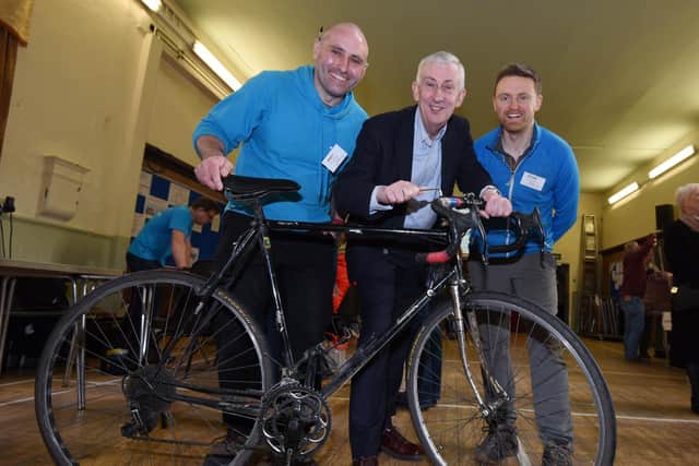 (From left) Organiser Andy Littlejohns, Speaker of the House Sir Lindsay Hoyle, and volunteer Adam Read