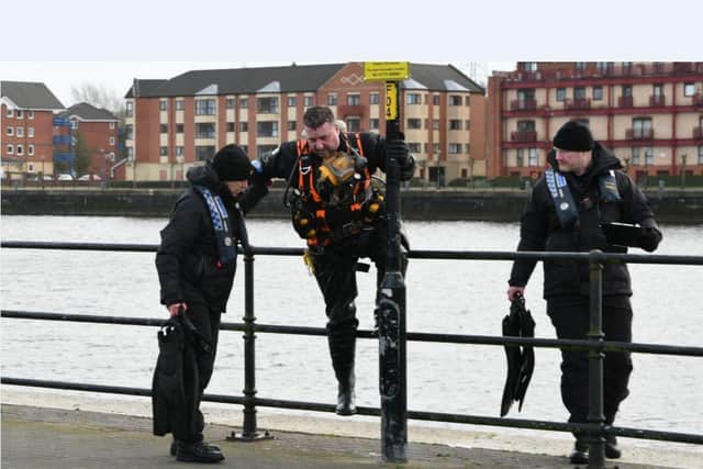 Police divers with the underwater search unit have been searching Preston Docks every day for more than two weeks