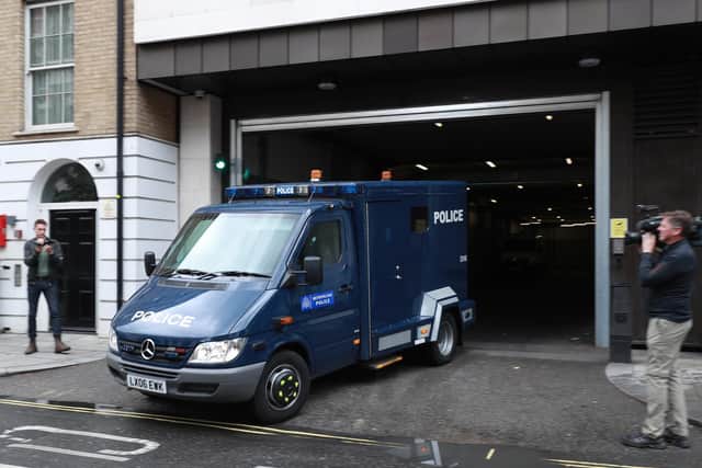 A Police van carrying Hashem Abedi the younger brother of Manchester Arena bomber Salman Abedi leaves the Westminster Magistrates' Court (Dan Kitwood/Getty Images)