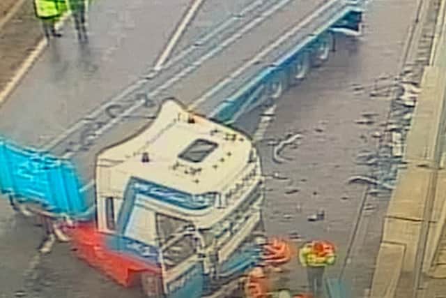 The sliproad linking theM62andM60has been closed. (Credit: NW Motorway Police)