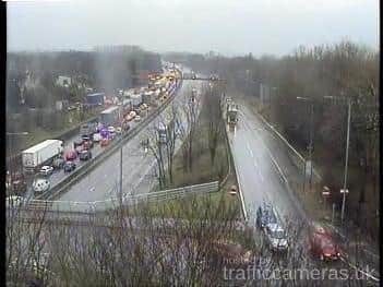 The crash is leading to severe congestion on the M6 northbound back to junction 29