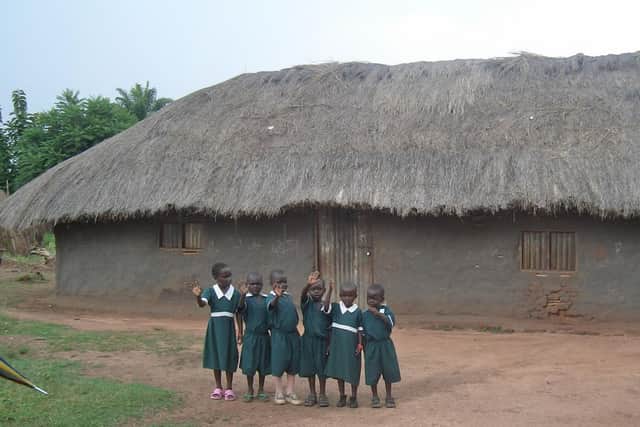 Youngsters at the old school building.  Photo courtesy of Immanuel Kindergarten Charity.