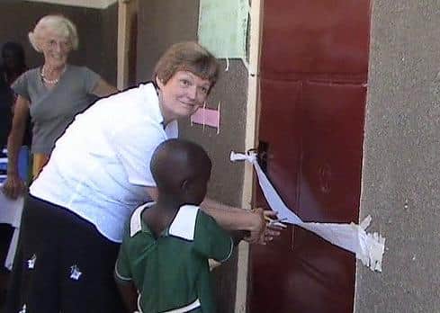 Carolyn Murray cutting the tape to officially open the new building in 2009.
Photo courtesy of Immanuel Kindergarten Charity.