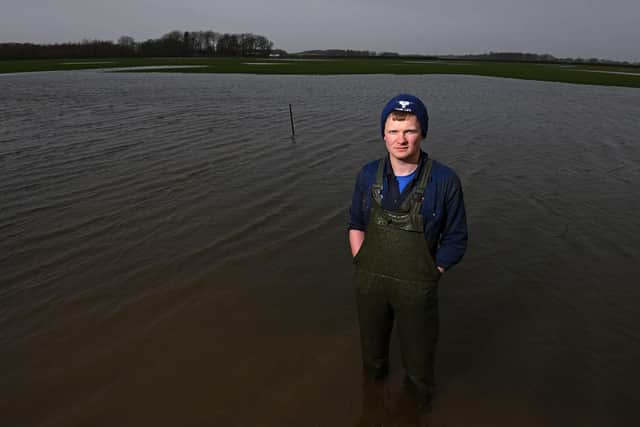 Farmer Tom Pemberton from Birks Farm which has 25 per cent of land under water due to floods