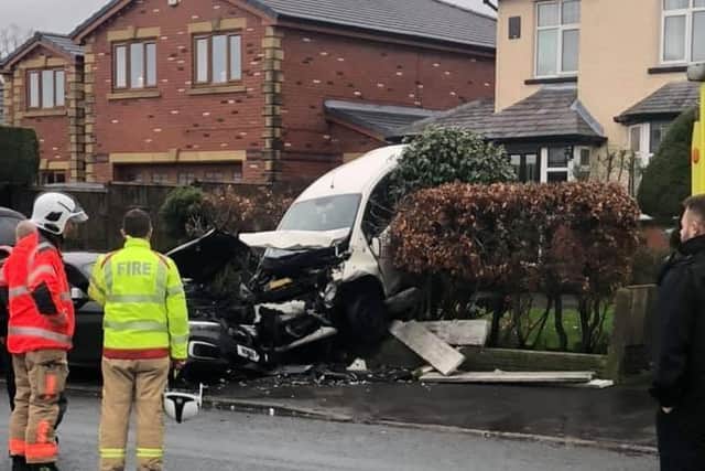 A woman and an infant have been taken to hospital after a crash in Chorley Road, Heath Charnock, near Chorley at 11.09am this morning (Monday, February 24). Pic: Mark Vaughan