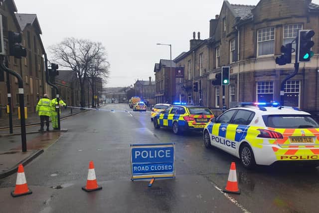 Cable Street in Lancaster has been closed due to a collision. (Credit: Lancashire Police)