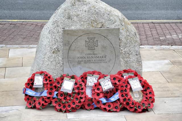 Memorial to John McNamara in Bamber Bridge